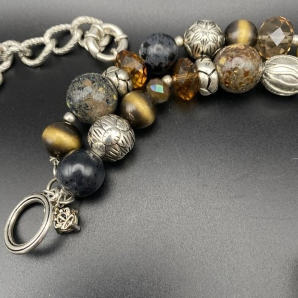 Premier Designs Necklace Bracelet Set Top Notch Pendant Reversible Gold Silver - Picture 10 of 16